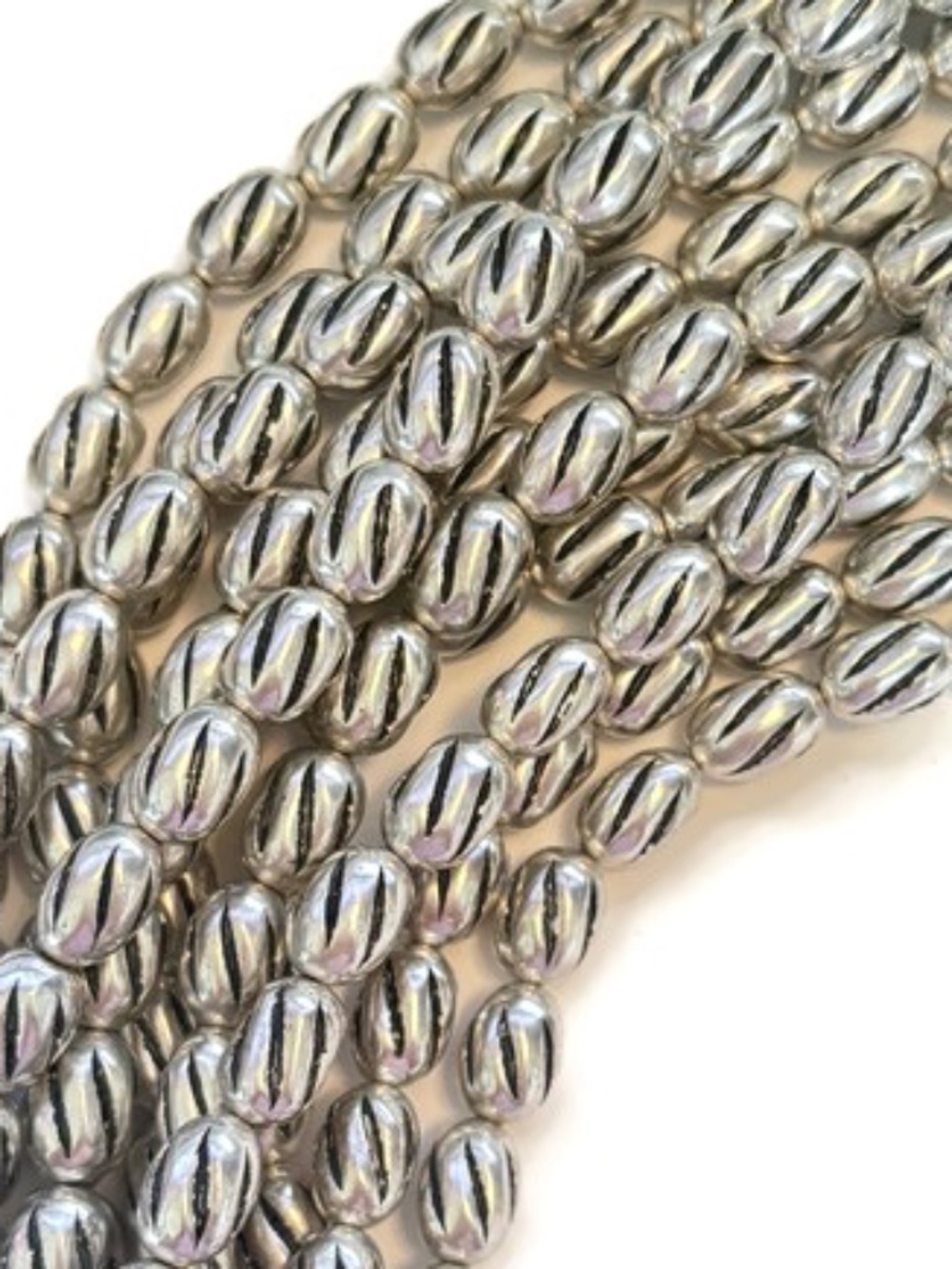 $1 Clearance Silver-tone Twisted Oval Spacer CCB Beads 12mm x 8mm (20)